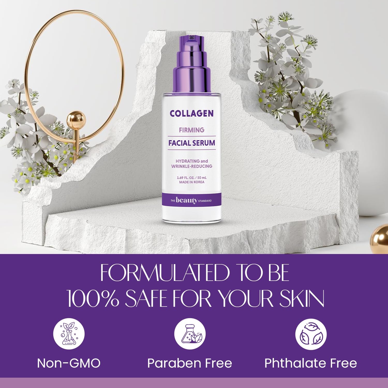 Collagen Face Serum - Dermatologist Tested, Anti-Aging, Skin Tightening, Hydrating - Clean Beauty, Cruelty-Free Korean Skin Care for All Skin Types - 1.69 Fl. Oz