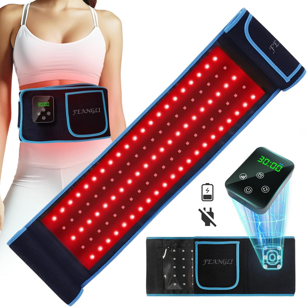 Red Light Therapy, Portable Cordless Red Infrared Light Therapy Belt for Body Rechargeable Wireless Magnetic LED Device for Waist Back Knee Joints Pain Relief, Reduce Inflammation, Faster Healing